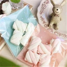 100 adet mavi pembe yeşil OPP kendinden yapışkanlı kurabiye ambalaj torbası düğün şeker hediye dekorasyon çanta 10*10cm & 7*7cm