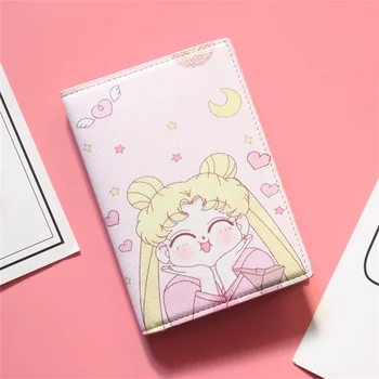 

Sailor Moon Card Holder Purse Multi-function Bag Cover on the passport Holder Protector Wallet Business Card Soft Passport Cover
