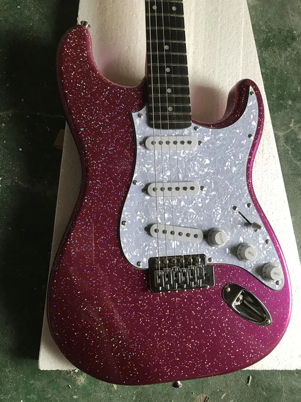 

ST electric guitar Large particles, shiny silver guitar Support customization, free delivery