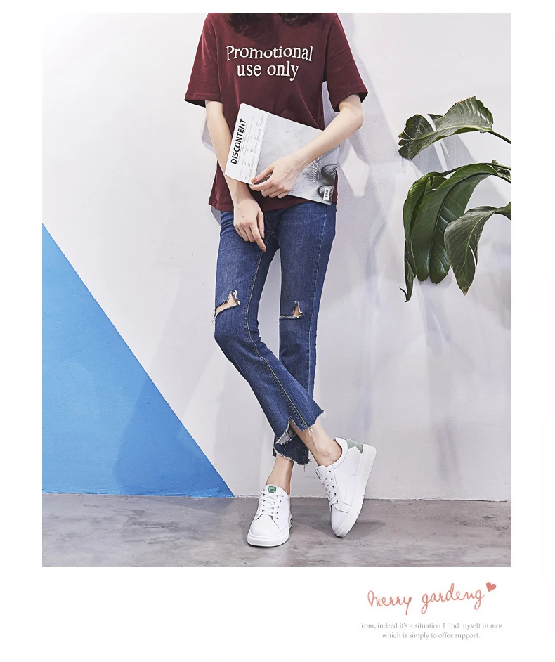 Маленькие белые туфли для девочек 2018 новая весенняя Корейская версия уличной облицовки обувь для отдыха толстая подошва дышащие белые