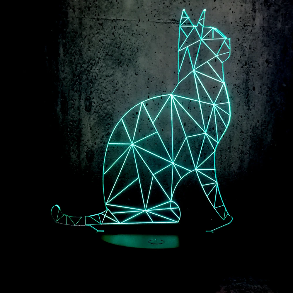 

Lovely Animal Shiny Cat 3D LED USB Lamp 7 Colors Changing Illusion Night Light Home Bedroom Desk Decoration Lighting Kids Toys