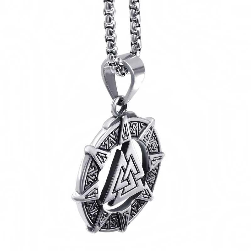 Мужская цепочка из нержавеющей стали викингов Valknut Odin's Norse Warrior кулон с коробкой