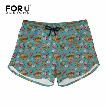 

FORUDESIGNS Yorkshire Terrier Flower Printing Fashion Women Short Casual Short for Female Quick Dry Loose Elastic Short