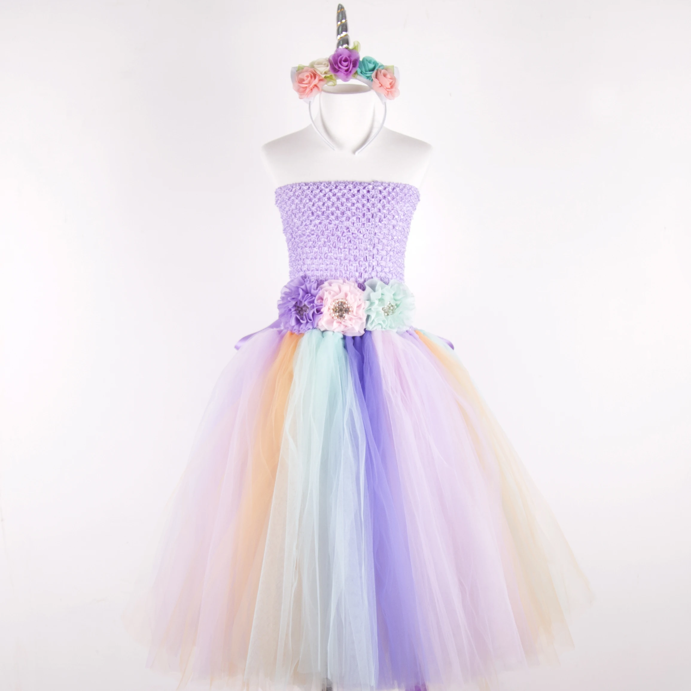 Шикарное платье для девочек с изображением пони и единорога; платье-пачка с цветочным узором для девочек с изображением единорога; пышный костюм феи для девочек на день рождения