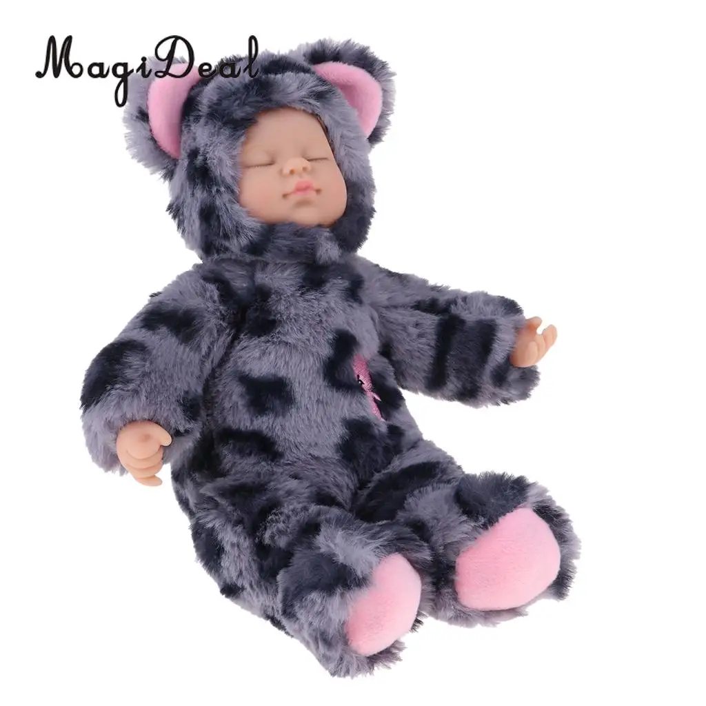 Leopard Print Plush Stuffed Toys Sleeping Baby Dolls Reborn Doll Christmas Xmas Gift Kids Sleeping Toys High Quality