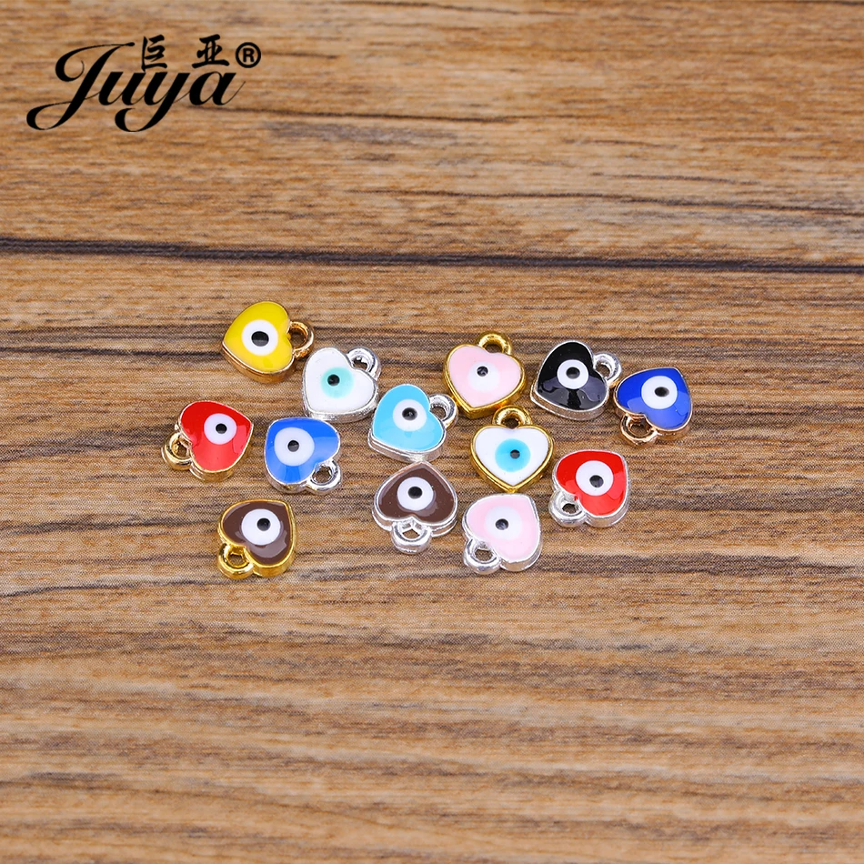 

50pcs/lot 8mm Lucky Evil Eye Charms MIni Heart Pendants DIY Bracelet Bangle Jewelry Making Crafts Accessories Necklace Findings