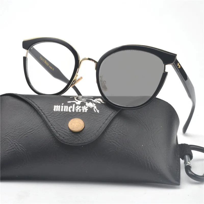 

2018 Round Sun Photochromic Finished Men Women Myopia Eyeglasses Frame with color lens Sun glasses optical Myopia Eyewear FML