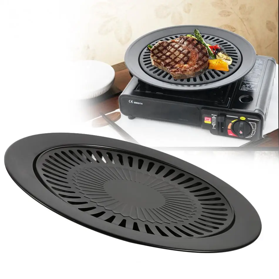 BBQ Roasting Pan Non Stick Pan Tray Griddle Stovetop Grill Pan Kitchen