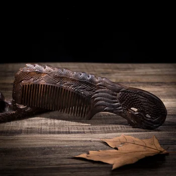 

NEW Woman Wooden Comb Natural Redwood Carving Phoenix Antistatic Massage Health Care Combs Hair Brush Combs Beard Mustache Brush