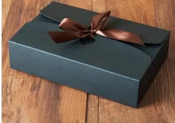 

20pcs Large Kraft black white gift packaging box kraft carton paper gift paper box with ribbon Gift carton cardboard paper box