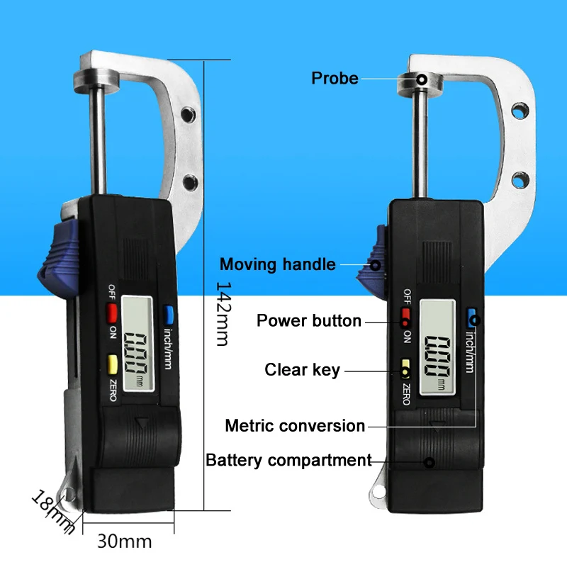 

0-25mm Digital Horizontal Thickness Gauge Jewelry Pearl Ruler Diameter Measuring Thickness Meter AI88