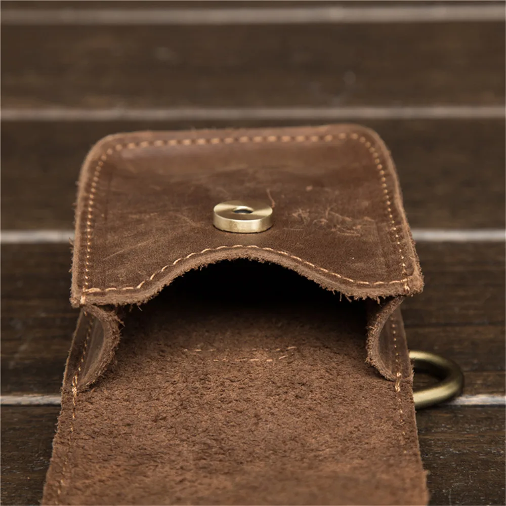 Мужская поясная сумка из натуральной кожи в стиле хип-хоп, сумка-кошелек для ног, сумка-бум, мужская сумка для телефона с изображением Crazy Horse, Мужская мини-поясная сумка