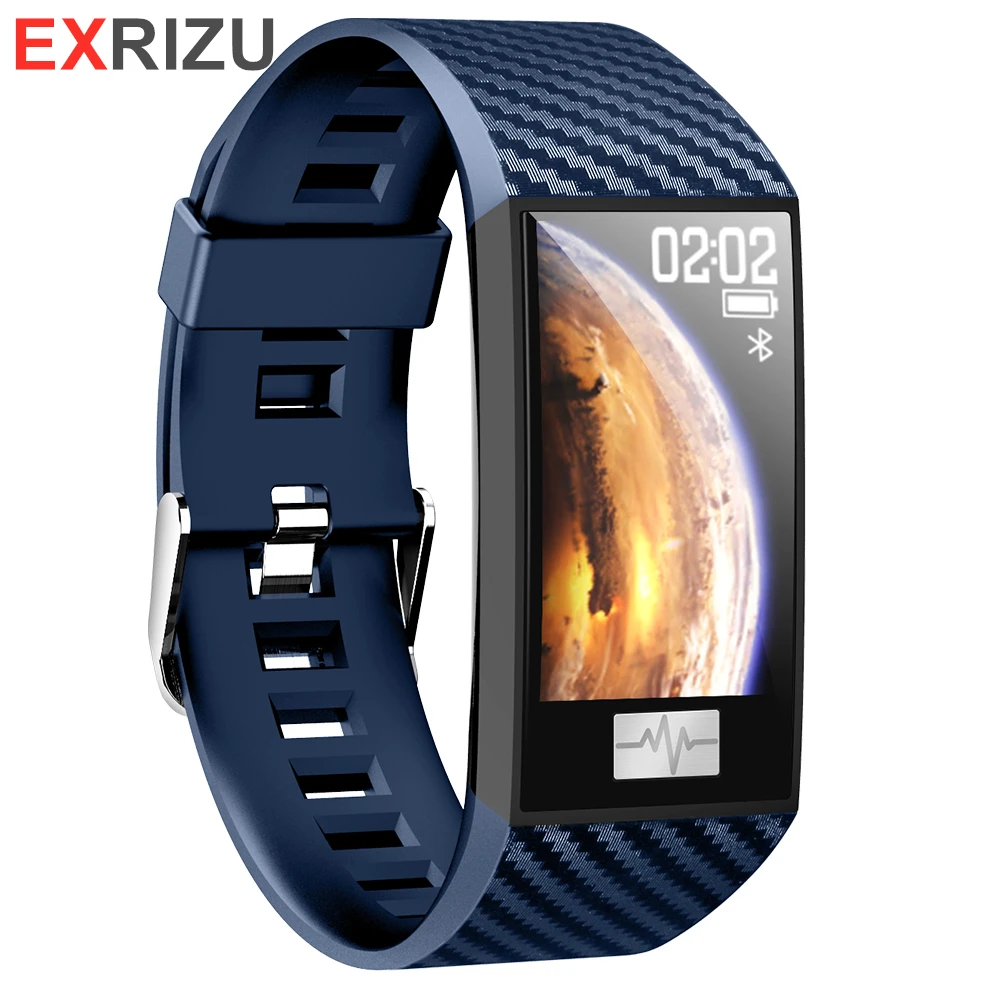 

EXRIZU Smart Bracelet ECG Heart Rate Blood Pressure Monitor Fitness Tracker Watch Sports Smart Wristband Multi-sports Mode Band