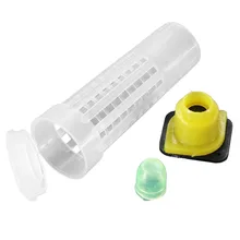 ABWE 20x Beekeeping Rearing Cup Kit Queen Bee Hair Roller Cages Beekeepers Equip Tool Transparent+Black+Yellow