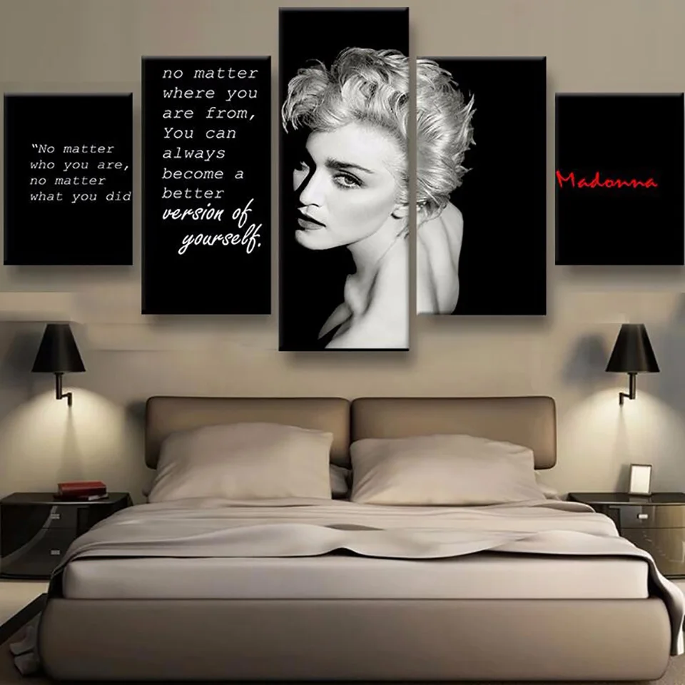 

Frame HD Printed Modern Canvas Art Modular Poster 5 Panel Music Legend Madonna Living Room Pictures Painting Wall Home Decor