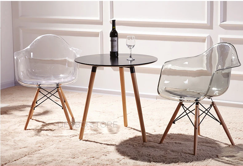 Современный Дизайн Модный популярный Лидер продаж, прозрачный дым обеденный стул, акриловый пластик и твердый деревянный Лофт стул(кабинетный