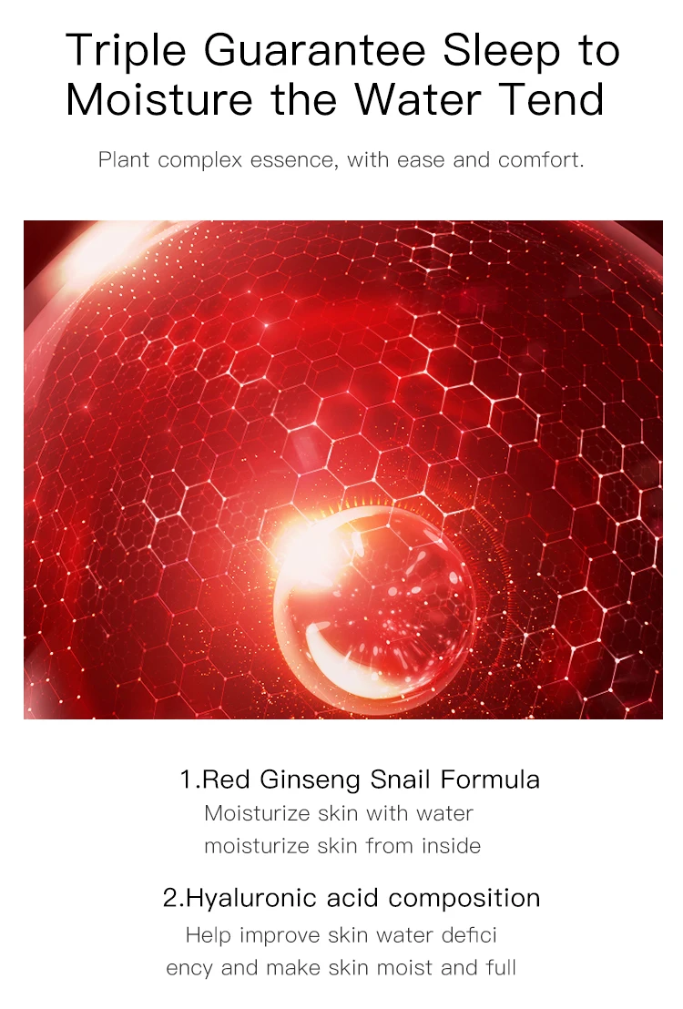 OEM VENZEN water tender moisturizing ginseng snail hydra sleep mask