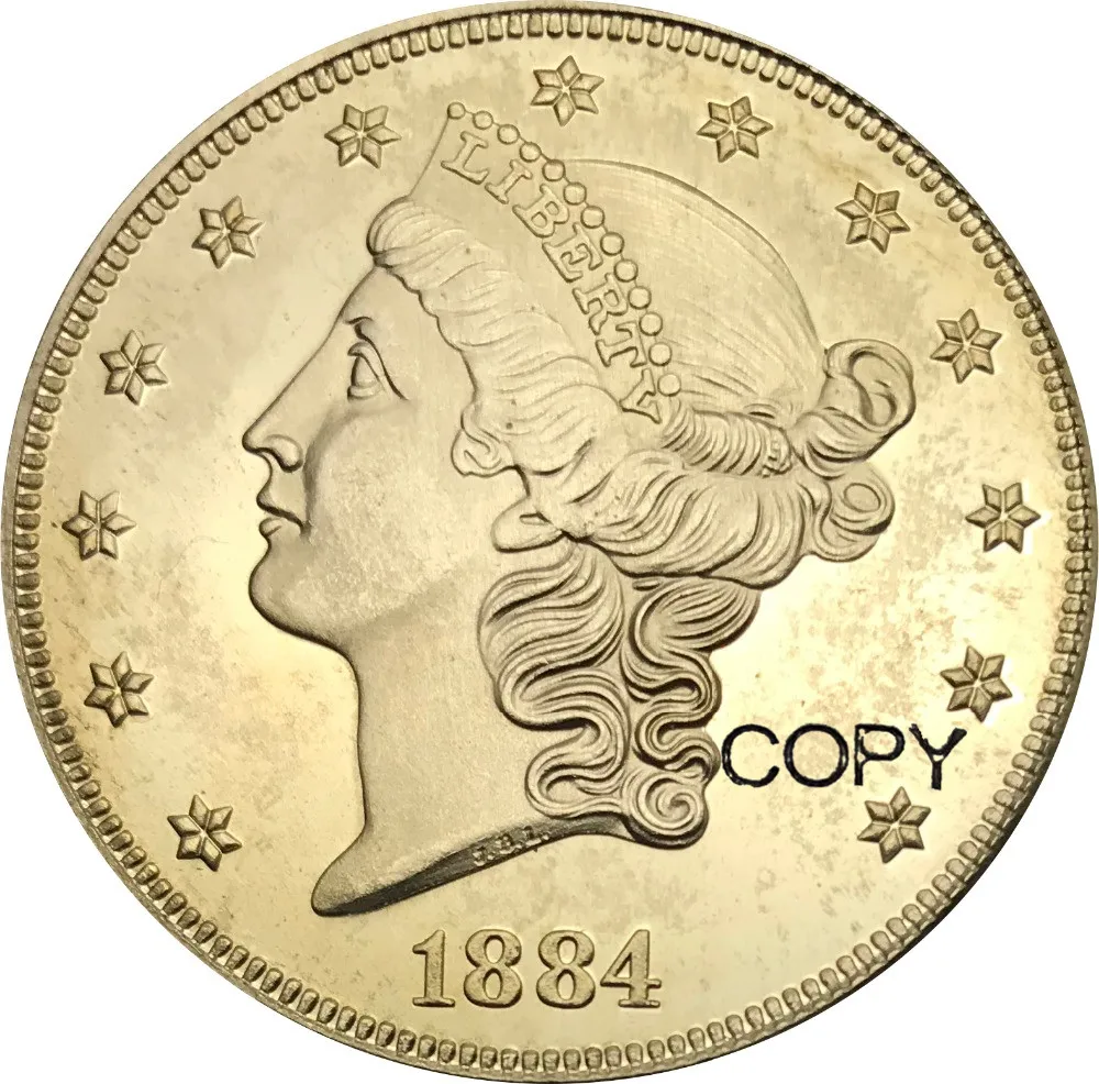 1884 cc США 20 долларов свободы голова двойного орла со девизом двадцать латунные