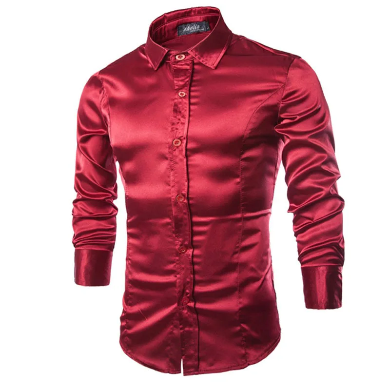 Compare Prices On Mens Silk Shirts Long Sleeve Online Ping High Grade Emulation Silk Long Sleeve Shirts Men S Casual Shirt Shiny Satin Thin Soft Leisure