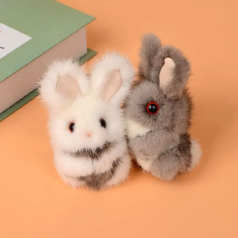 

Genuine mini 8cm mink Fur Keychain fashion Soft Fur bunny key ring bag Pendant Car Pendant with best gift accessories key rings