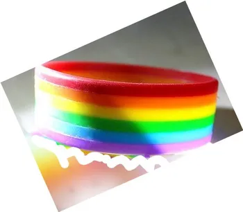 

Six-color rainbow silicone bracelet Gay Pride Rainbow Colour BraceletFree shiping