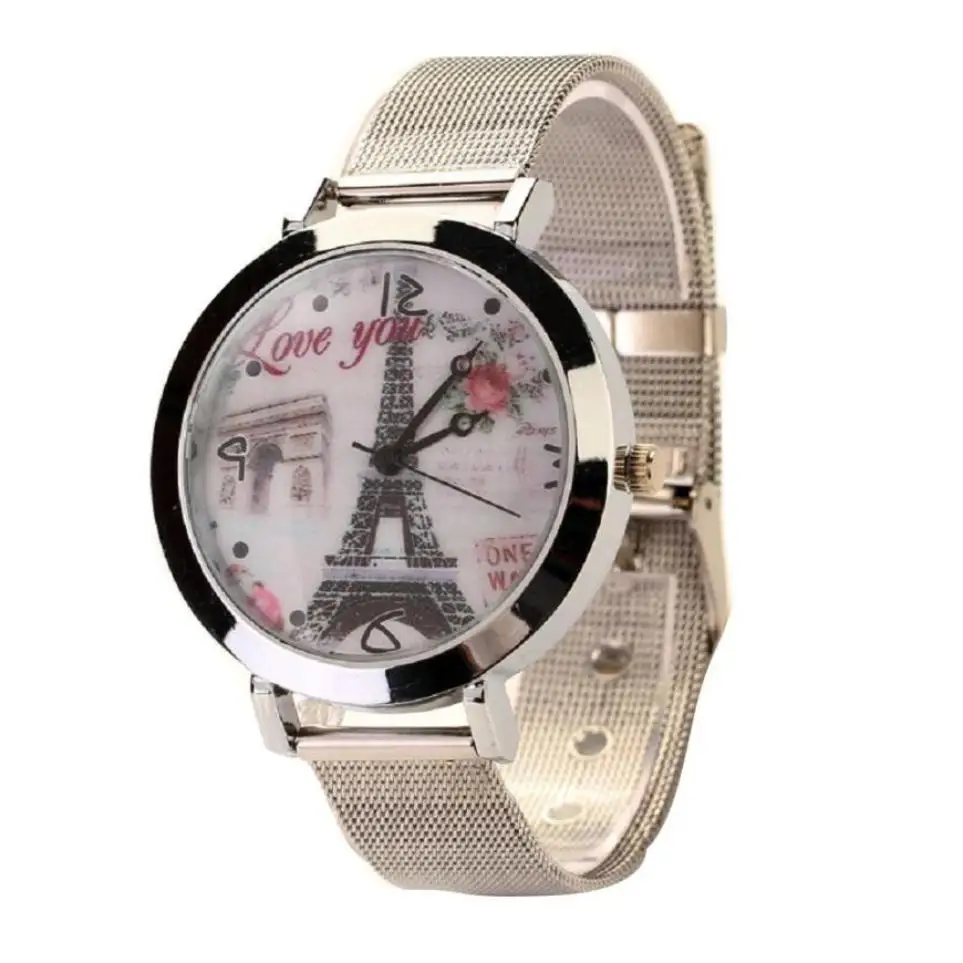 

Timezone #25 Simple Women's Watch Eiffel Tower Round Quartz Analog Bracelet Wrist Watch