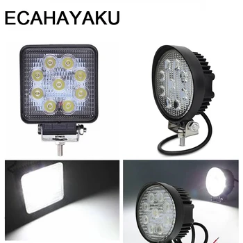 

ECAHAYAKU Drop Shipping 27W 6000K LED Work Light 12V Spot/Flood for Fog Light Offroad ATV Tractor Train Bus Boat ATV UTV 4x4 4WD