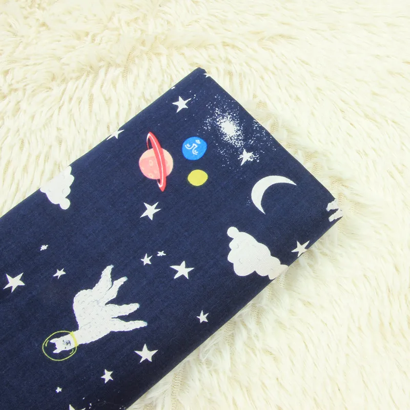 

half meter thin cotton fabric with alpaca star print, soft close to skin handmade DIY garment dress children cloth A903