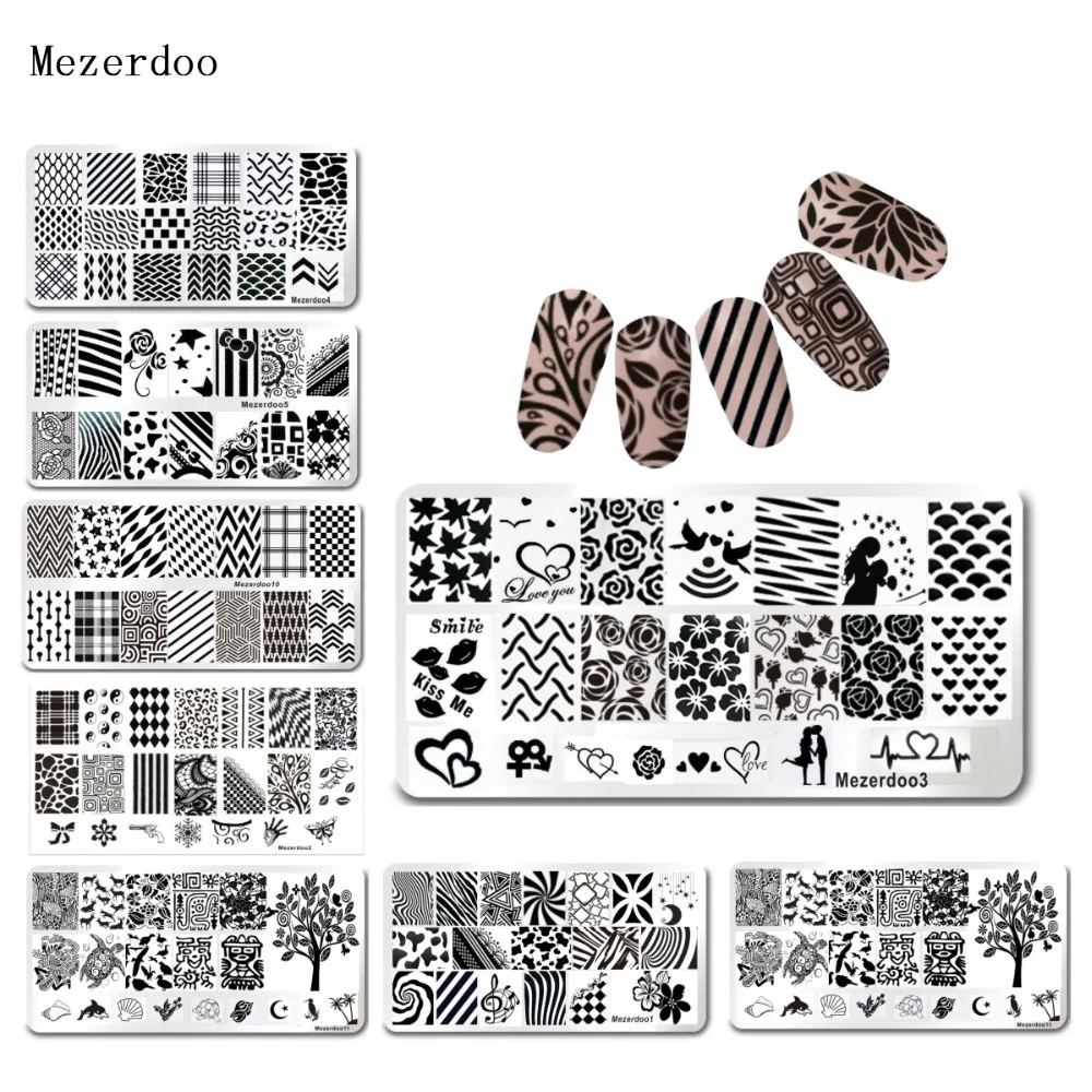 

Lover Stripe Nail Paltes Nail Art Stamp Template 1Pcs Set 12*6cm Rectangle Love Stripe Design Image Plate