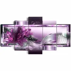5 шт. полная квадратная дрель 5D DIY алмазная живопись "фиолетовый цветок" мульти-картина комбинация 3D вышивка мозаика домашний декор