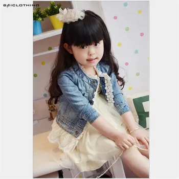 

2019 Autumn Spring Girls Cowboy Jeans Jackets Children Lace Outerwear Kids Coats Hot Sale Free Shipping