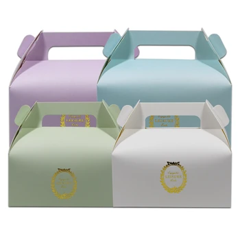 

DHL 16.5*9*8cm Delicate Christmas Wedding Supply Box Portable Gift Cake Kraft Paper Package Box Small Fresh Colors Gilding Box