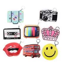 Креативный милый мультфильм кошелек для ключей девушка кожаный автобус камера улыбка Корона ТВ губная помада молния изменить бумажник держатель карты