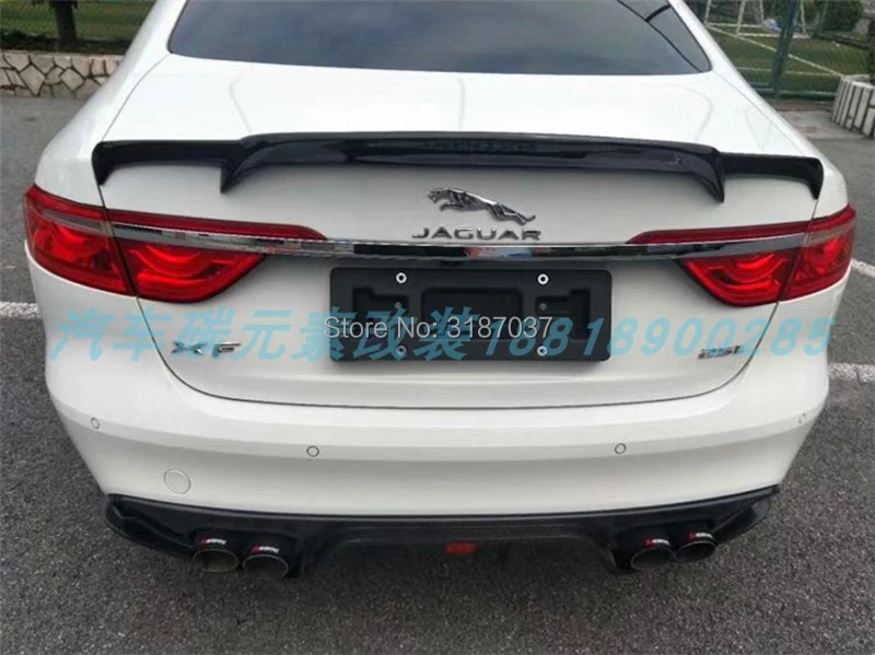 Для Jaguar XF 2016 2018ABS пластик черный карбоновый цвет задний спойлер на крыло крышу