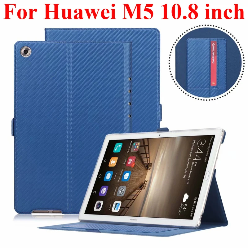 

Carbon Fiber Material Super Thin Case for Huawei M5 10.8 inch Shell bag with Card Slot Pouch Soft TPU Cover Mediapad M5 10.8inch