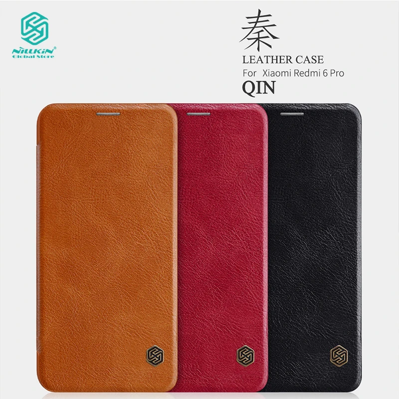 melhor Nillkin estojo de Couro Série para Xiao mi qin Vermelho Mi 6 pro tampa Flip Phone cases Bolsas Genuine Luxo Para xiao mi mi A2 lite