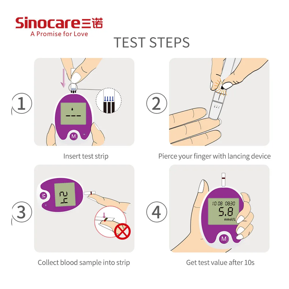 Sinocare Sannuo 100 тест полоски для определения уровня глюкозы в крови ланцетов Anwen без