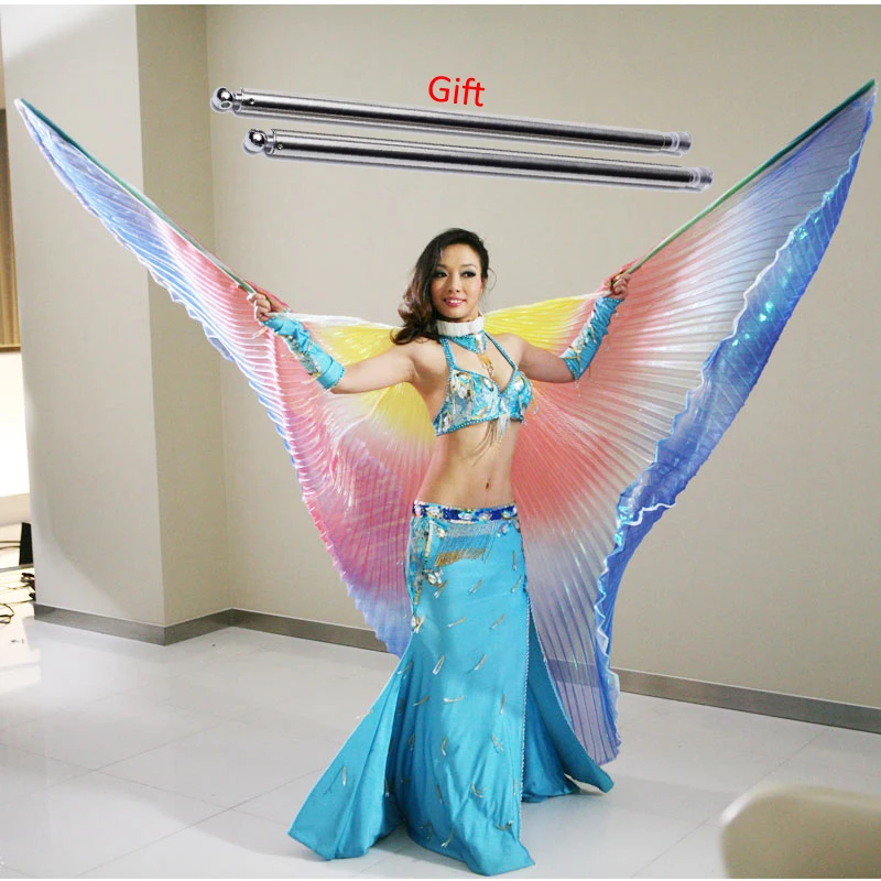 

Belly Dance Isis Wings Belly Dance Accessory Wings Costume Oriental Bollywood Egyptian Egypt With Sticks Women Kids Rainbow