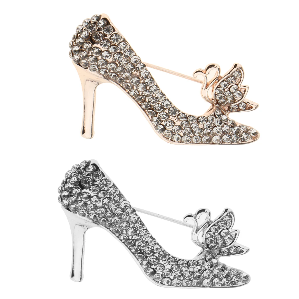 Alloy Metal Full Rhinestone Crystal High Heels Shoes Brooch Pin Jewelry Giftin Brooches from