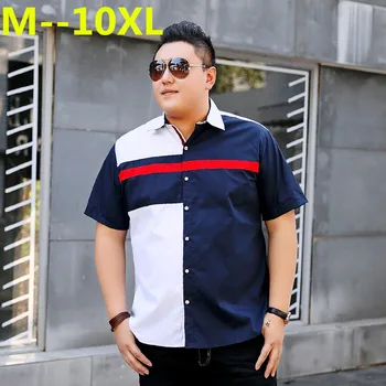 

Plus Big Size 8XL 7XL 6XL 5XL-L MAX CHEST 150CM Mens Shirts Fashion 2018 new Spring Summer short sleeves casual Solid man shirt