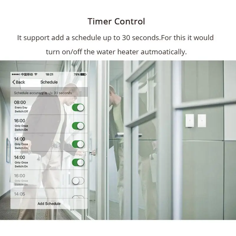 Умный Wi-Fi переключатель водонагревателя, котельные переключатели Alexa Google Home Voice, стандартная панель с таймером, управление через приложение 4G