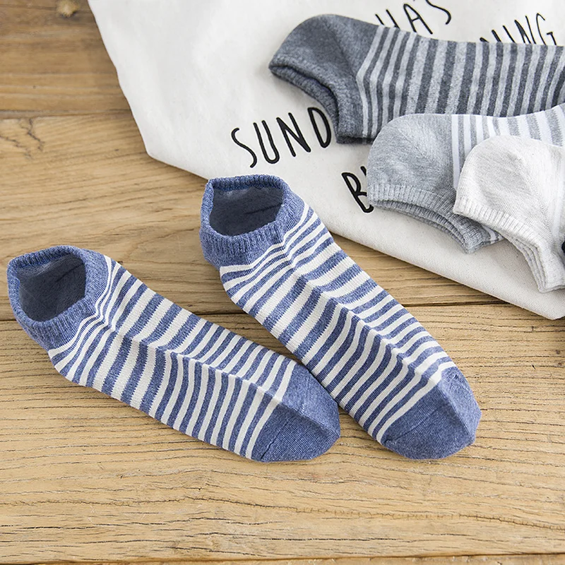 

5pcs/lot Cotton harajuku Men short socks spring and summer Thin sweat-absorbent breathable stripe fashion sock mens dress socks