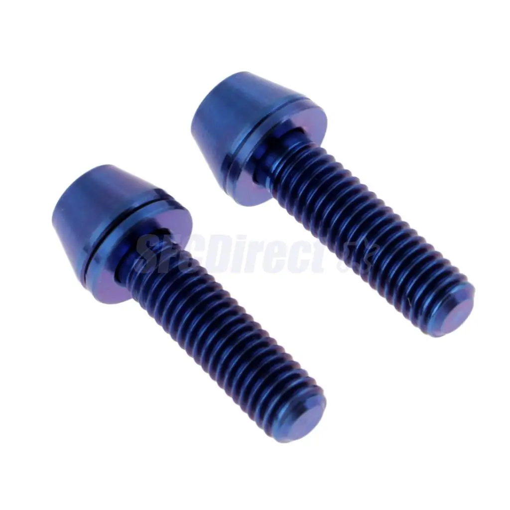 2 Pieces High Strength Titanium Alloy M5x16 M5x18 M5x20mm Cycling Bicycle Mountain Bike Bolts Tapered Head Screw + Washer Gasket