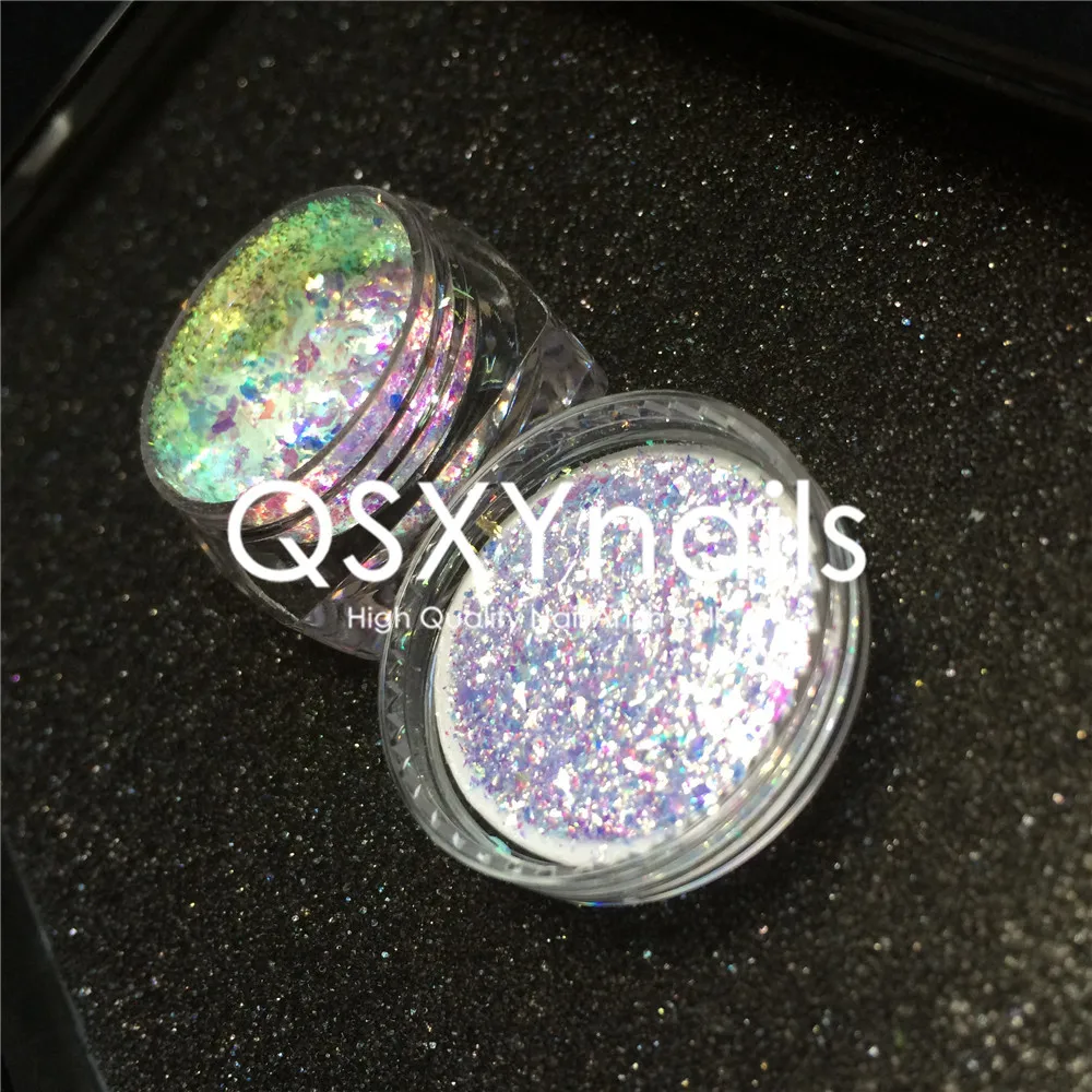 1 Jar Aurora Chameleon Flakes Powder Neon Chrome Mirror Pigment Unicorn Nails Glitter Gel Nail Polish Nail Art Manicure