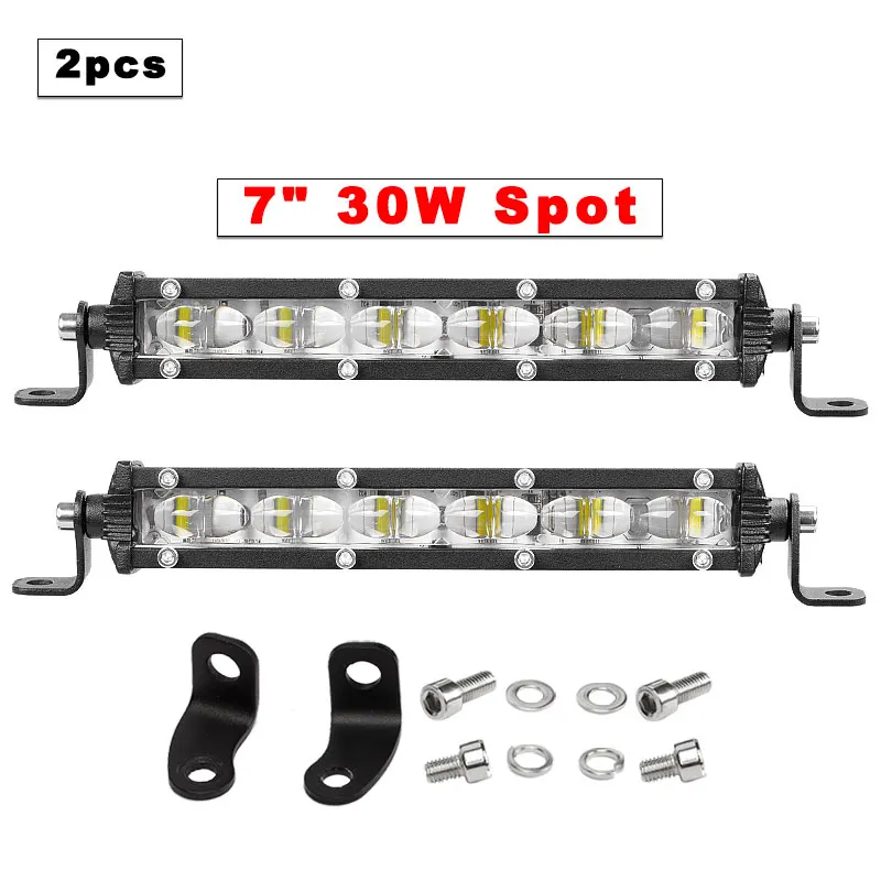 VISORAK 2 шт./лот " 30 Вт тонкий светодиодный рабочий свет бар внедорожный светодиодный световой бар для 4X4 4WD Jeep Грузовик автомобильный Магнитный кронштейн светодиодный фонарь для вождения - Цвет: 2pcs 5D Flood