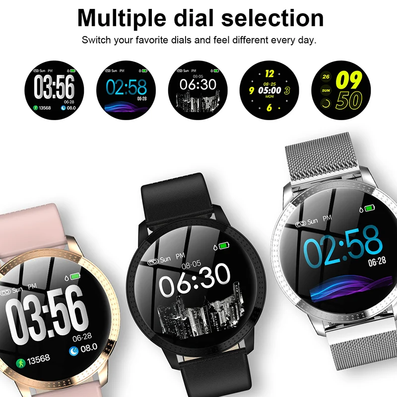

Smart Bracelet Metal Round Screen Waterproof Meter Step Heart Rate Blood Pressure ING-SHIPPING