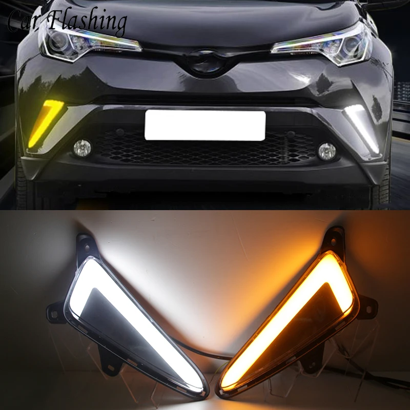 

Car Flashing 1 Set For Toyota CHR C-HR 2016 2017 2018 2019 Car DRL Daytime Running Lights Auto Rear Bumper Brake Light Rear lamp