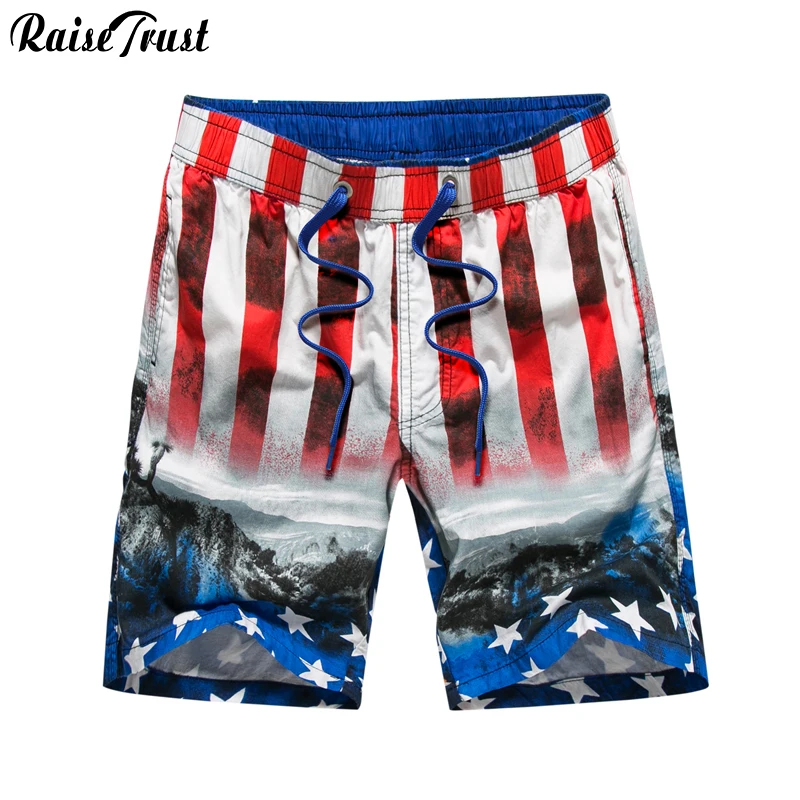 

Raise Trust Beach short pants men's Casual vacation Shorts Print Flag fashion European and American Boardshorts Streetwear 1755