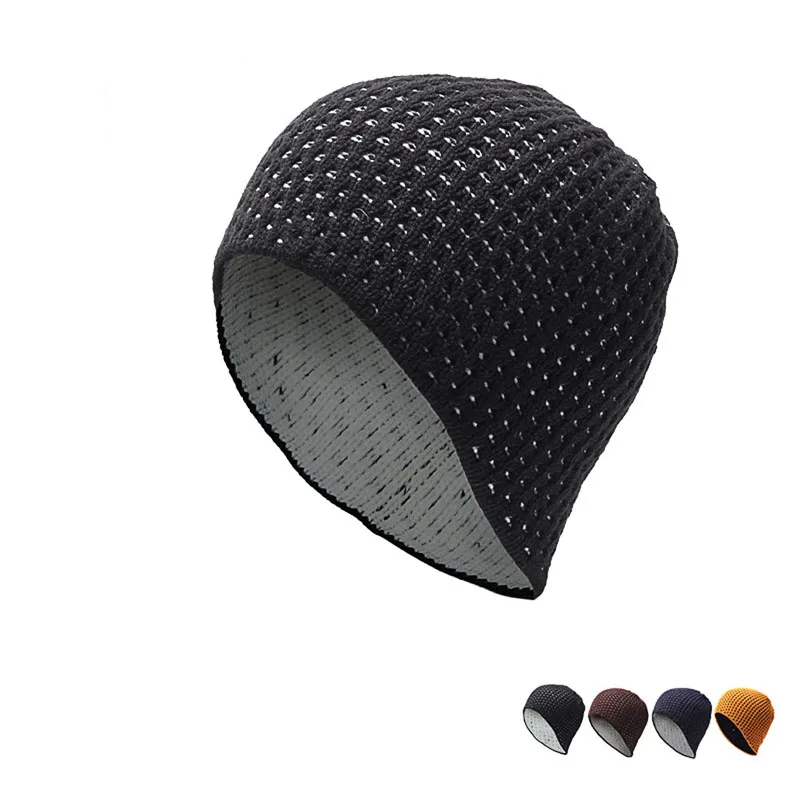 Casual Unisex Women Men Baggy Beanie Knit Crochet Oversized Hat Slouch Double Small Mesh Cap Warm