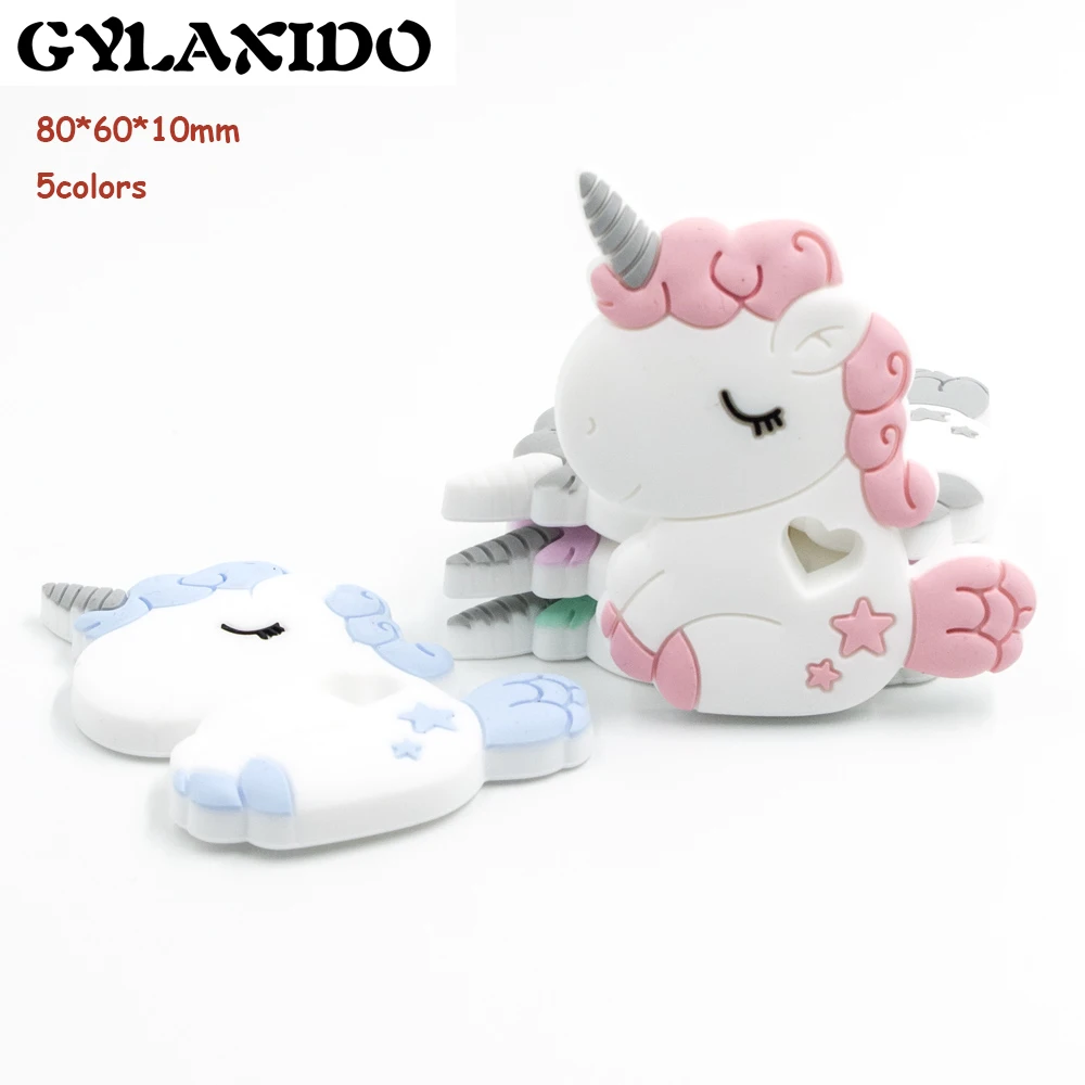 

1PC Unicorn shaped silicone baby teether beads BPA free newborn teether jewelry accessories DIY infant molar necklace